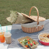 Picnic basket ins props net red supplies full set of outdoor willow rattan pastoral style bamboo basket with cover hand basket