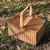 Kens outdoor picnic basket with lid imitation rattan shopping basket portable fruit basket shopping basket net red shooting props