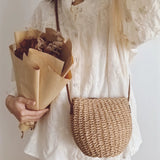 2025 straw bag woven bag mobile phone key wallet fish basket bag small shoulder crossbody mini niche design