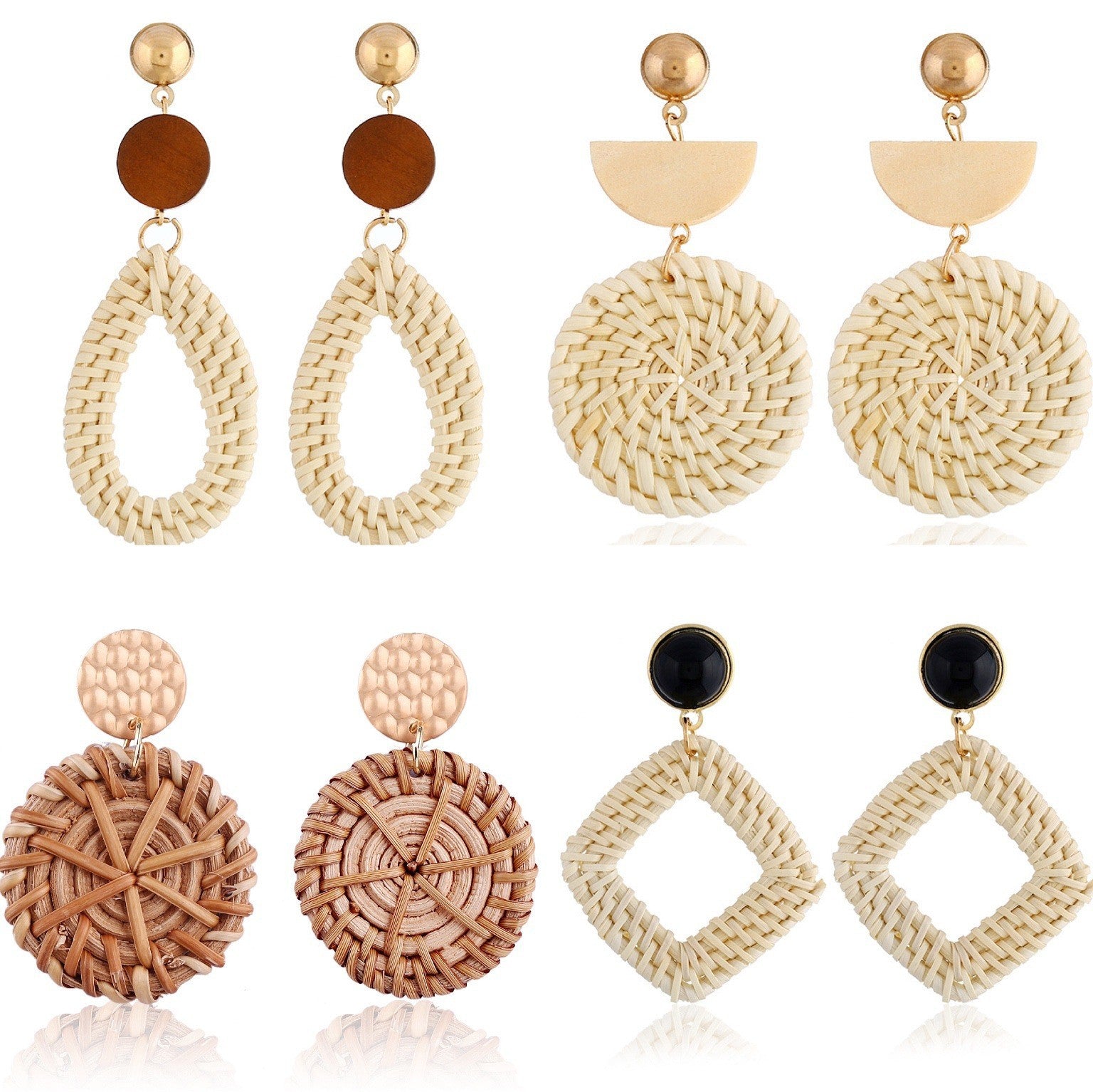 Handcrafted Rattan Boho Earrings