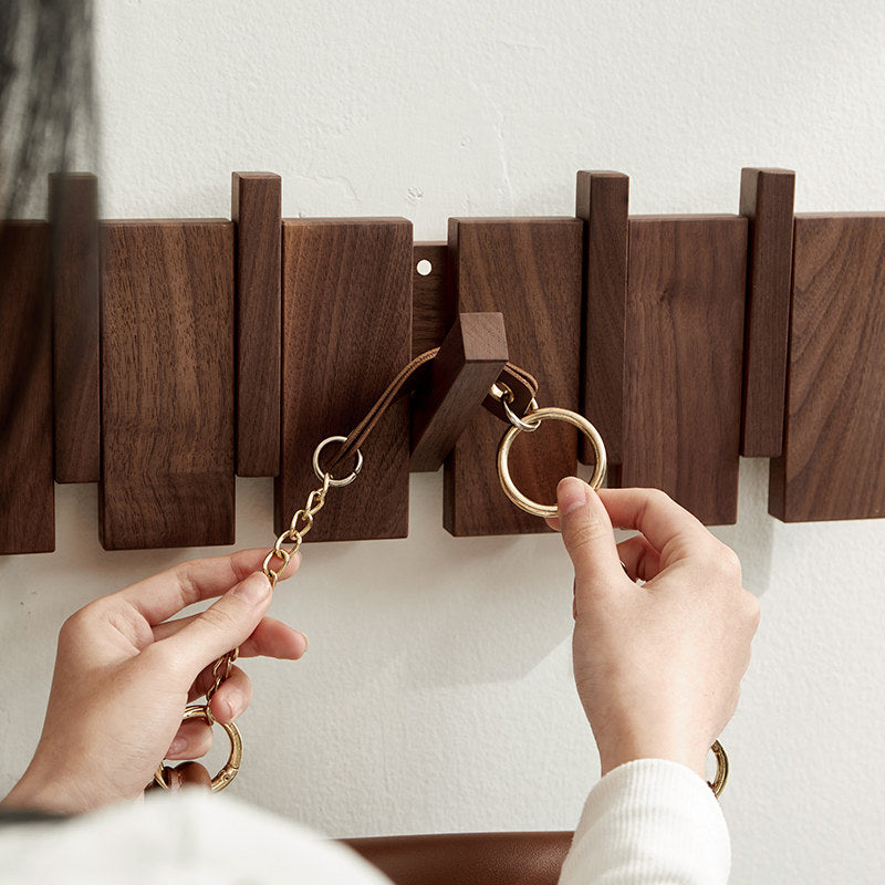 Piano Key Folding Hook Wall Rack – Walnut