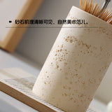 Travertine toothpick holder press toothpick box automatically pops up household high-end personality creative exquisite light luxury toothpick jar