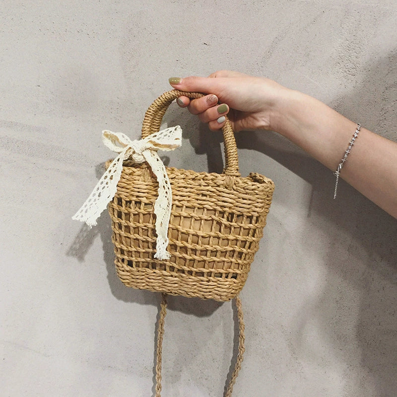 Woven Straw Beach Handbag
