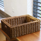 Imitation rattan woven basket, storage basket, rectangular cosmetics, sundries, snack basket, living room, coffee table, finishing drawers, storage basket