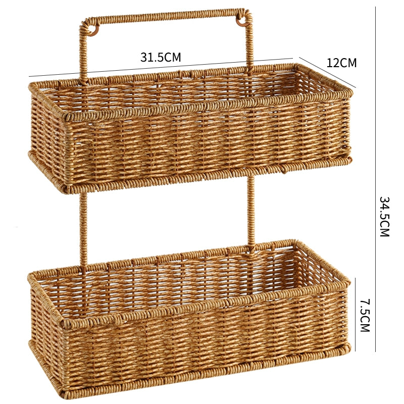 Rattan Tiered Storage Shelf