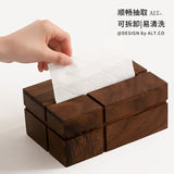 Desktop walnut paper towel box, living room high-end medieval style solid wood paper drawer box, high-end creative paper storage box
