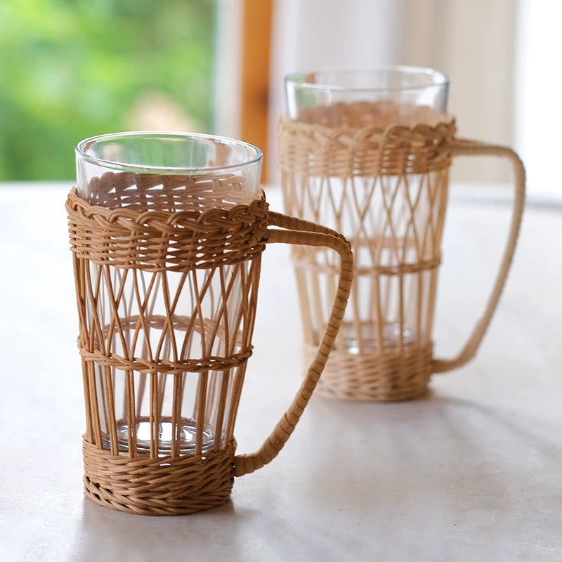 Rattan Cup Holder with Handle