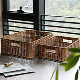 Imitation rattan woven basket, storage basket, rectangular cosmetics, sundries, snack basket, living room, coffee table, finishing drawers, storage basket