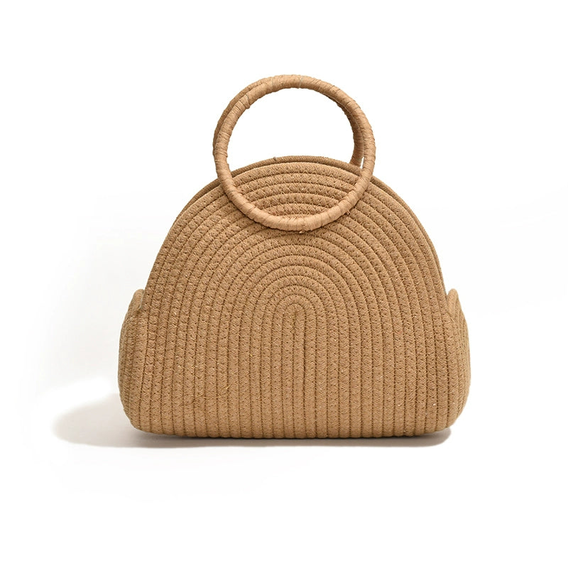 Crescent Straw Casual Handbag