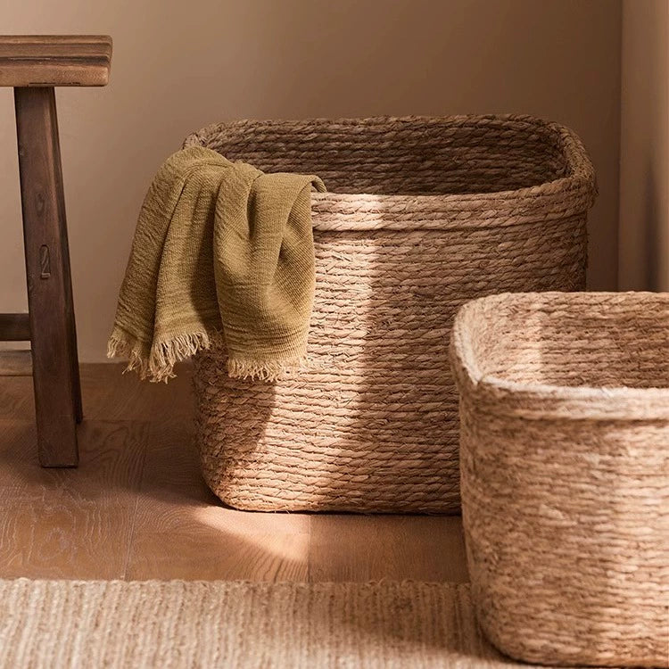 Japanese style rattan straw dirty clothes storage basket household dirty clothes basket dirty clothes basket weaving laundry basket storage basket