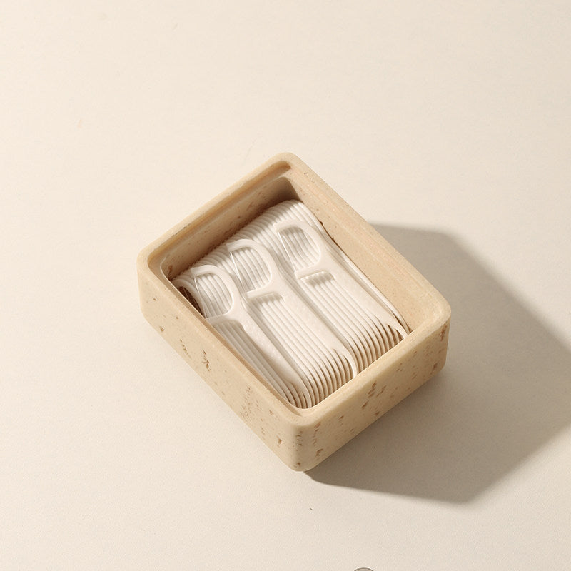 Travertine dental floss box, light luxury cotton swab, toothpick storage box, double-layer household high-grade toothpick box, personalized creative cotton swab box