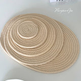 Simple Round Home Kitchen Insulated Mat Cotton Rope Woven Placemat Coffee Mat Vintage Dining Room Anti-Scald Table Mat