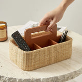 Rattan handheld, remote control, storage box, living room, coffee table, tabletop organizer, leather storage basket, entryway, bedside table