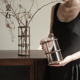 Chestnut stone antique style creative glass straight vase ornaments, new Chinese living room, entrance, dining table, hydroponic flower arrangement