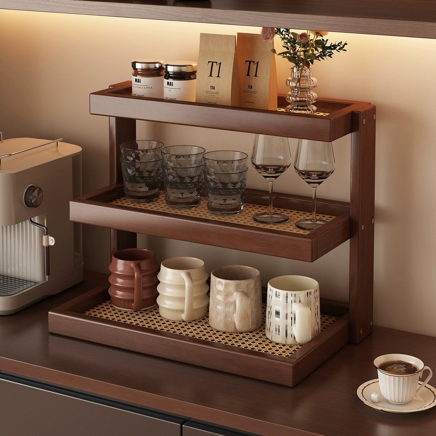 Desktop cup holder, storage rack, dining table cup storage rack, multi-layer tea cup, coffee cup storage entryway, placement shelf