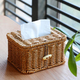 Kens Japanese style desktop tissue box, paper drawer, storage box, home living room, dining room, coffee table, paper drawer, creative hand-knitting