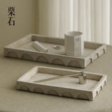 Chestnut stone wabi-sabi style imitation travertine washbasin rectangular tray light luxury bathroom bathroom table storage tray