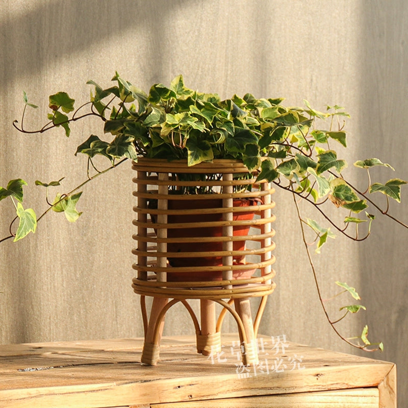 Nordic style rattan weaving floor flower stands, flower pots, flower baskets, home decoration ornaments, potted plants, green plant sets, plastic rattan woven pots