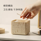 Travertine dental floss box, light luxury cotton swab, toothpick storage box, double-layer household high-grade toothpick box, personalized creative cotton swab box