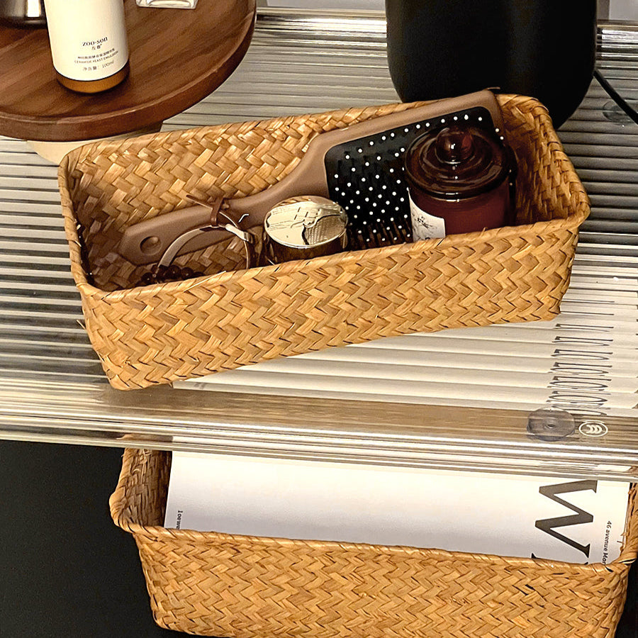 Handwoven Rectangular Storage Basket