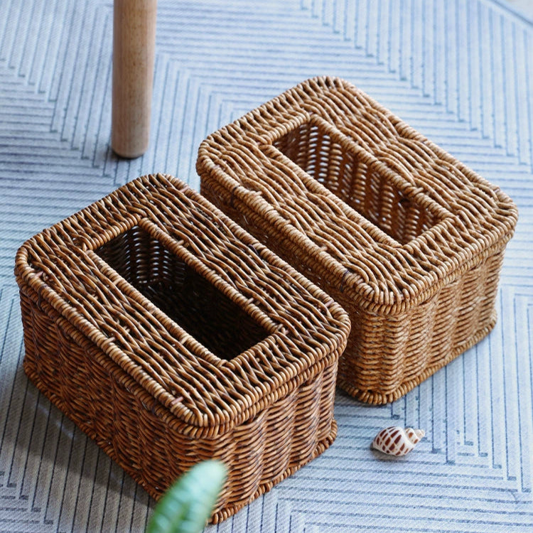 Kens Japanese style desktop tissue box, paper drawer, storage box, home living room, dining room, coffee table, paper drawer, creative hand-knitting