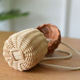 Mini handbag shooting children's props rattan basket diagonally across woven bag bamboo weaving cute hanging basket pinecone backpack