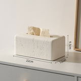 Travertine tissue box, living room, high-end light luxury, high-value storage, dining table, cream style, personality and creativity, desktop drawer box
