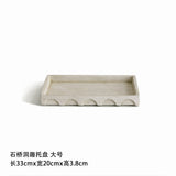 Chestnut stone wabi-sabi style imitation travertine washbasin rectangular tray light luxury bathroom bathroom table storage tray