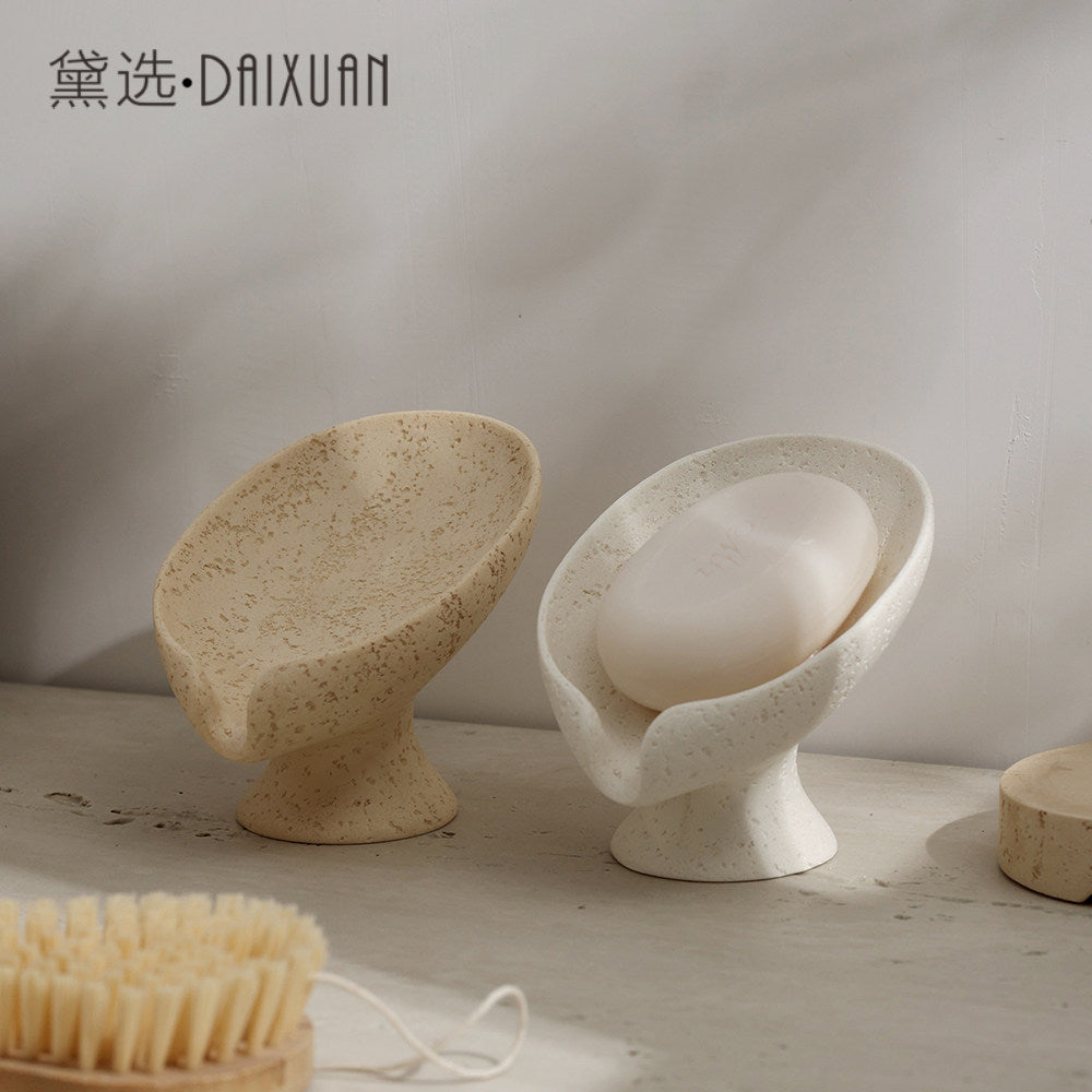 Travertine, lotus leaf soap box, soap box, soap soap shelf, household drain box, soap dish, high-end light luxury soap box