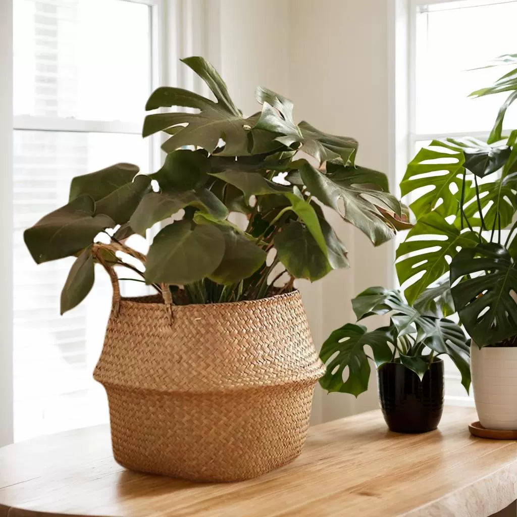 ins Nordic hand-woven flower pots and straw storage baskets garden rattan ornaments floor creative indoor flower baskets