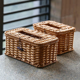 Kens Japanese style desktop tissue box, paper drawer, storage box, home living room, dining room, coffee table, paper drawer, creative hand-knitting