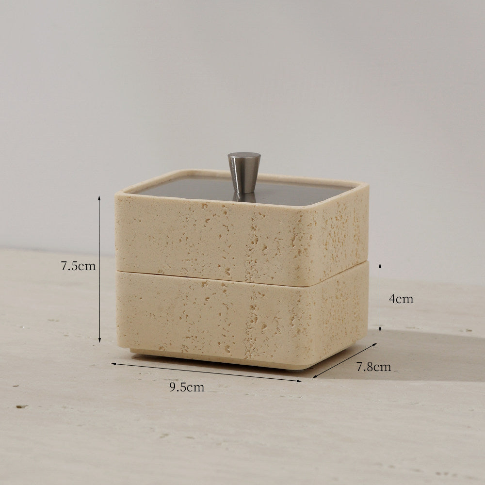 Travertine dental floss box, light luxury cotton swab, toothpick storage box, double-layer household high-grade toothpick box, personalized creative cotton swab box