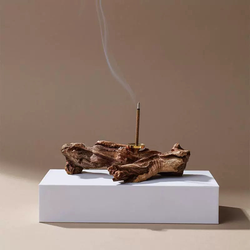 Natural weathered wood incense insert base incense holder solid wood log incense creative Zen incense insert office home decoration