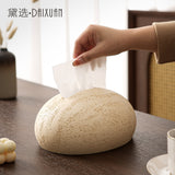 Tissue box, high-end creative desktop, travertine, paper drawer box, storage box, artistic living room, wabi-sabi style drawer box