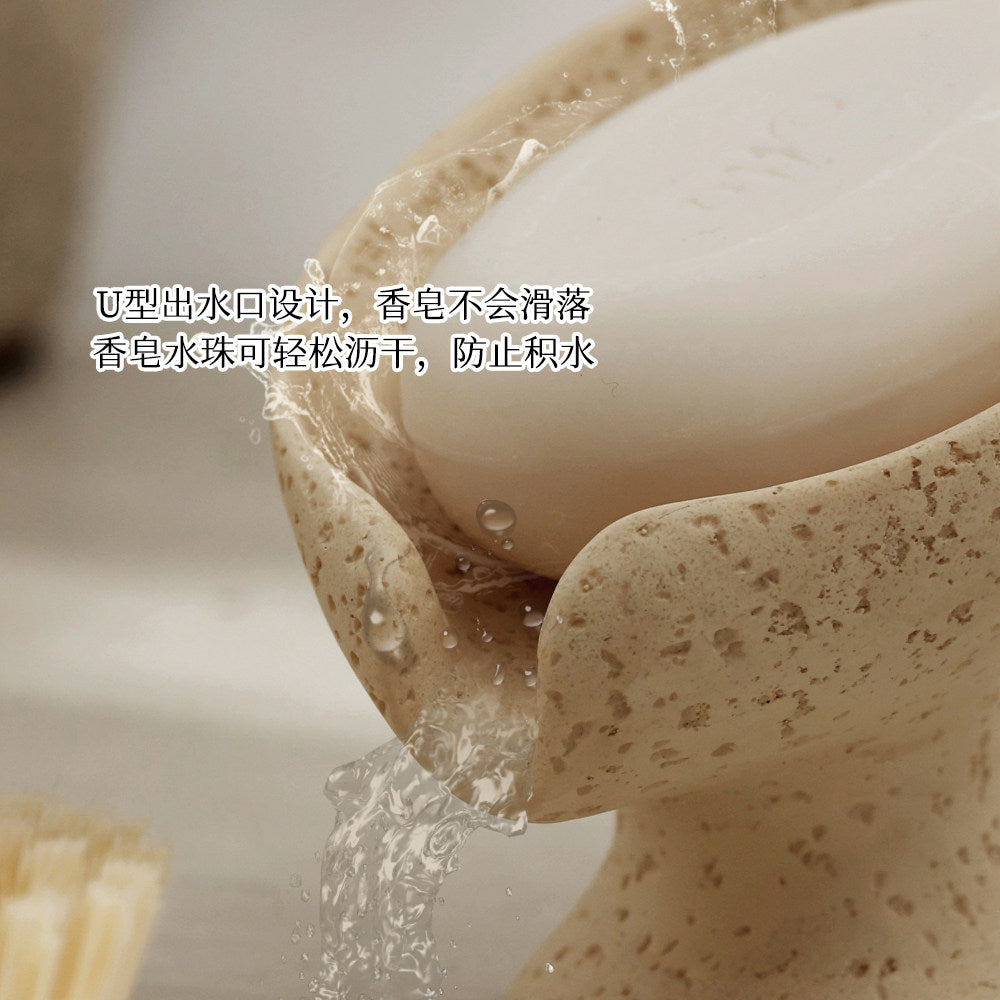 Travertine, lotus leaf soap box, soap box, soap soap shelf, household drain box, soap dish, high-end light luxury soap box
