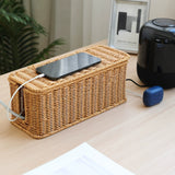 Kens imitation rattan plug board storage box, desktop socket arrangement, power cord gathering, covering, decorative box