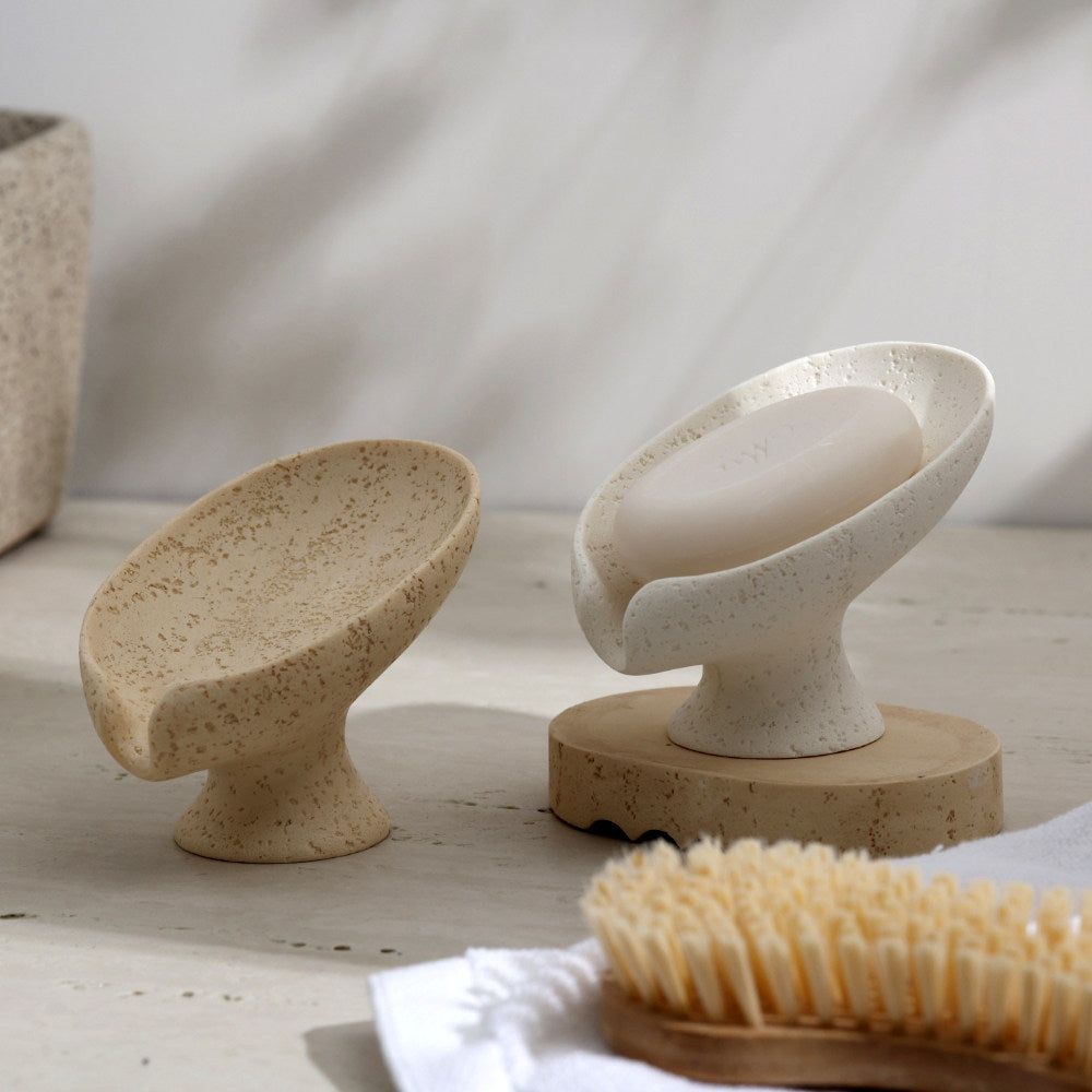 Travertine, lotus leaf soap box, soap box, soap soap shelf, household drain box, soap dish, high-end light luxury soap box