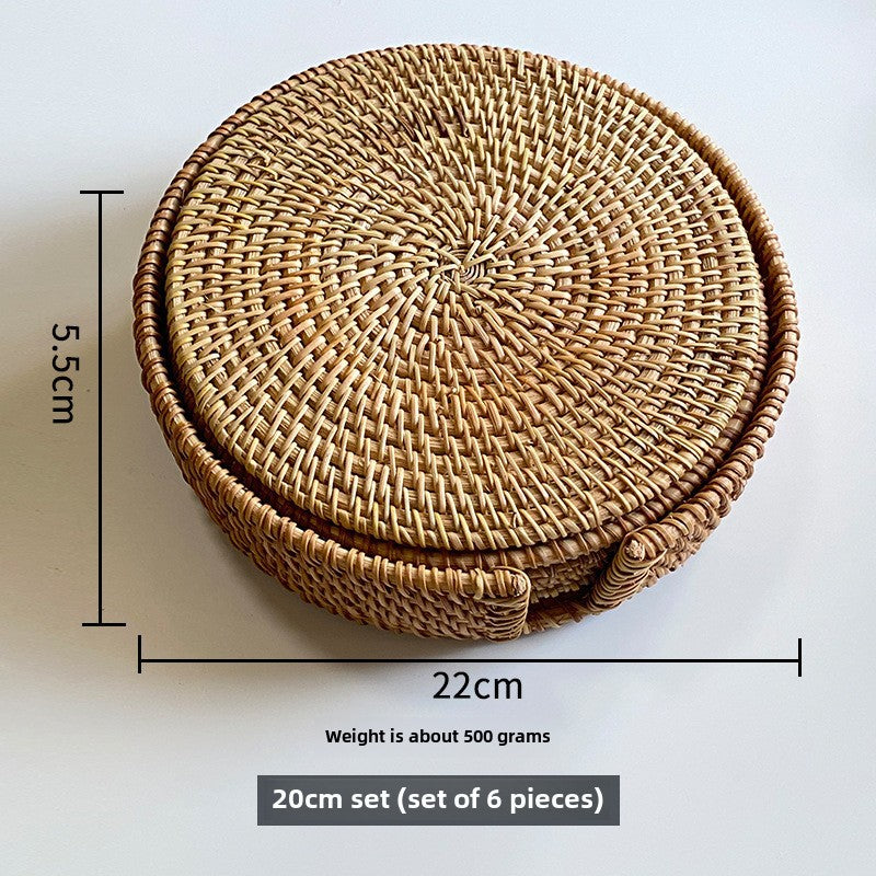Handmade Rattan Coasters (Set of 6)