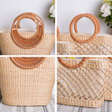 Amazon sale rattan ins handmade high-value photo artifact straw moon handmade bag