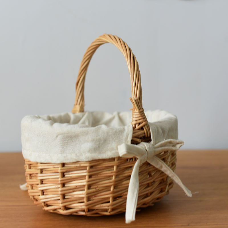Wicker basket small flower basket portable storage basket storage basket picnic mini flower basket rattan wicker woven basket vegetable basket