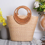 Amazon sale rattan ins handmade high-value photo artifact straw moon handmade bag