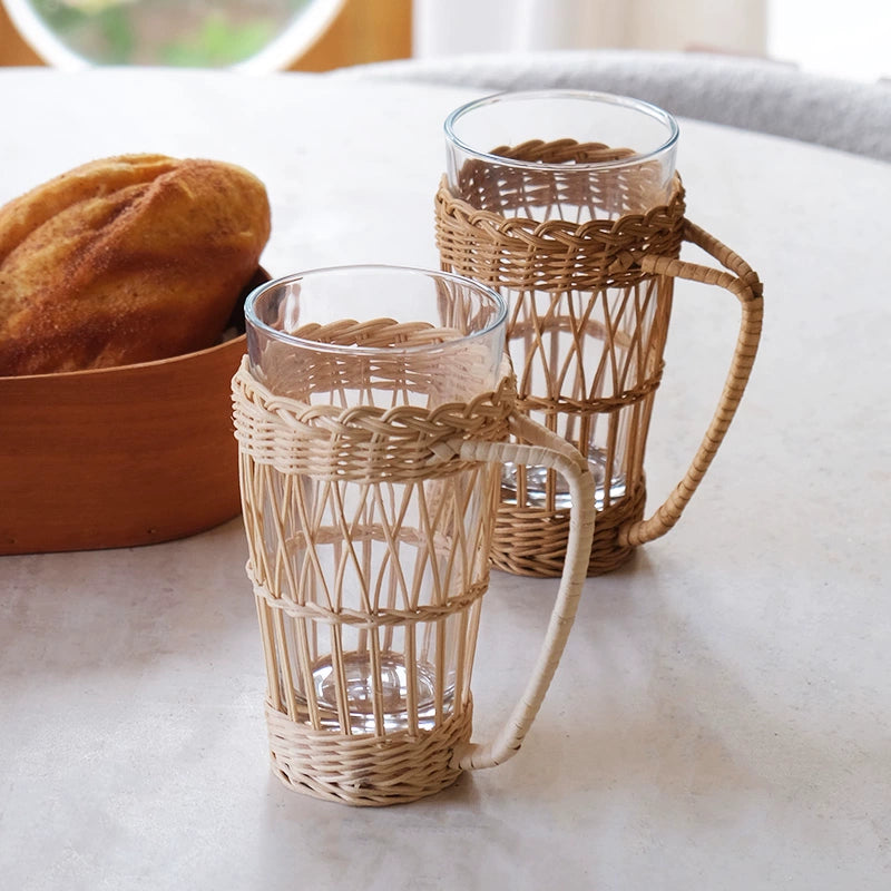 Rattan Cup Holder with Handle