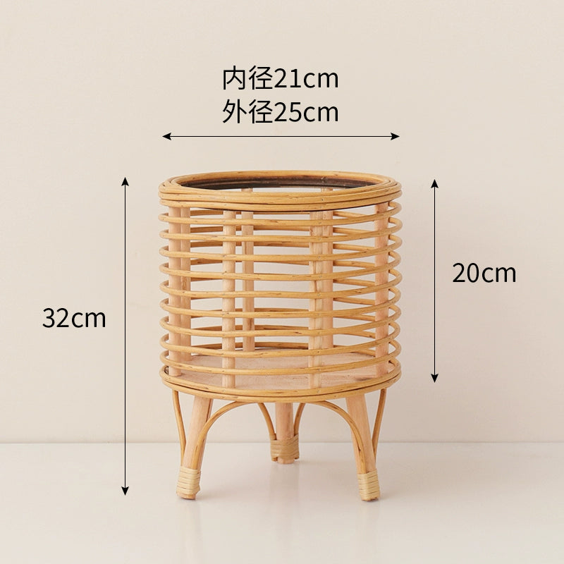Nordic style rattan weaving floor flower stands, flower pots, flower baskets, home decoration ornaments, potted plants, green plant sets, plastic rattan woven pots