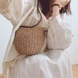 2025 straw bag woven bag mobile phone key wallet fish basket bag small shoulder crossbody mini niche design