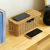 Kens imitation rattan plug board storage box, desktop socket arrangement, power cord gathering, covering, decorative box
