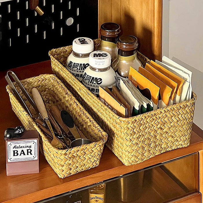 Handwoven Rectangular Storage Basket