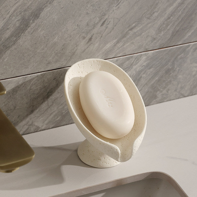 Travertine, lotus leaf soap box, soap box, soap soap shelf, household drain box, soap dish, high-end light luxury soap box
