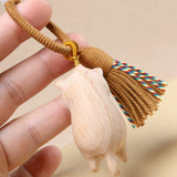 Natural solid wood, beech wood, blessing cat keychain pendant, wood carving, cat stationery accessories, handmade DIY pendant jewelry