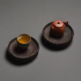 Camphor wood carbonized solid wood pot bearing flower pot, incense burner base, with the shape of the plug-in, air-dried tea ceremony, with the edge, tea tray, tea slipper