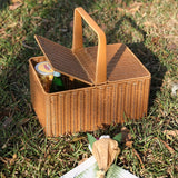 Kens outdoor picnic basket with lid imitation rattan shopping basket portable fruit basket shopping basket net red shooting props